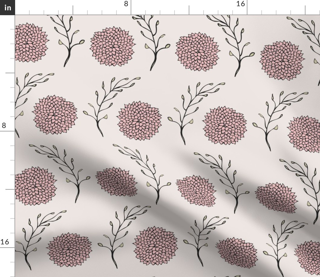 Vintage Floral Pattern Blush and Pink