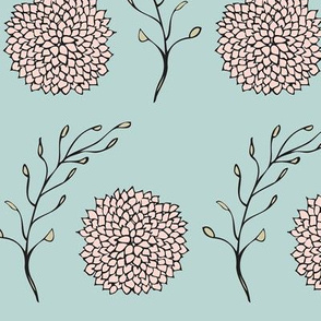 Vintage Floral Pattern Blue and Blush