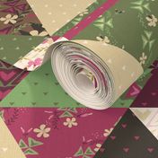 Cheater Quilt Triangles Purple Shamrock