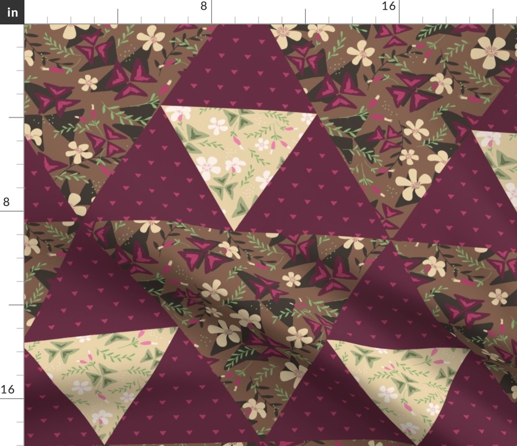 Cheater Quilt Triangles Purple Shamrock / Dark