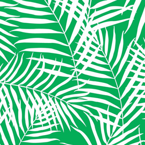 Palm Print White on Green