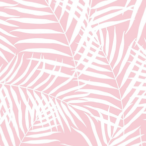 Palm Print White on Blush Pink