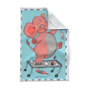 i'm so drunk, i'm seeing pink elephants! tea towel, pink blue aqua gray