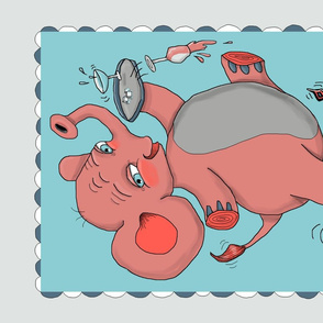 i'm so drunk, i'm seeing pink elephants! tea towel, pink blue aqua gray