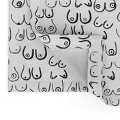 boob fabric - black and white boob design, feminine, feminist, lady, black and white fabric