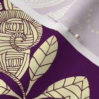 hand drawn victorian doodle in purple and gold