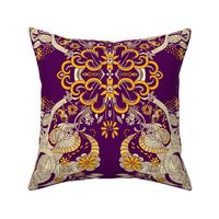 hand drawn victorian doodle in purple and gold