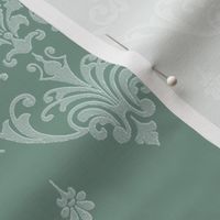 Victorian Green Brocade design in white