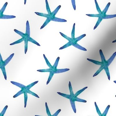Blue starfish watercolour