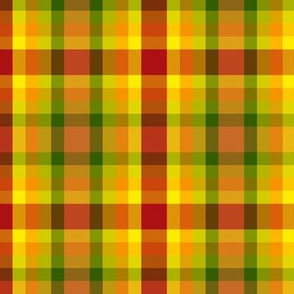 BN11 - Summer Romp Crisscross Plaid in red - orange - yellow - green - Large Scale