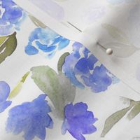 Watercolor Floral - Blue - Smaller Scale