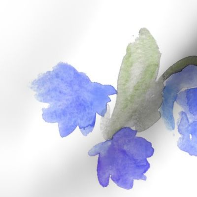 Watercolor Floral - open - blue - larger scale
