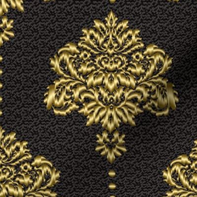 Damask Gold black textured large
