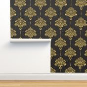 Damask Gold black textured large