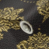 Damask Gold black textured large