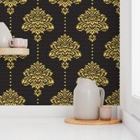 Damask Gold black textured large