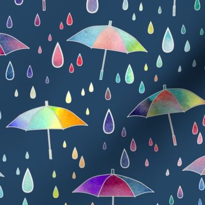 Umbrellas - dark teal background
