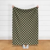 hunter green and beige tiled pattern