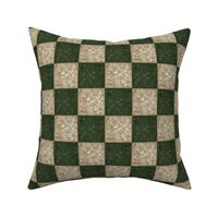 hunter green and beige tiled pattern