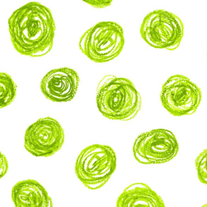 jumbo oil pastel scribble dots in bright yellow-green 