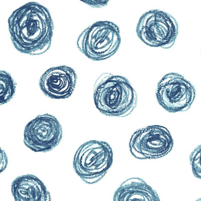 jumbo oil pastel scribble dots in navy blue 