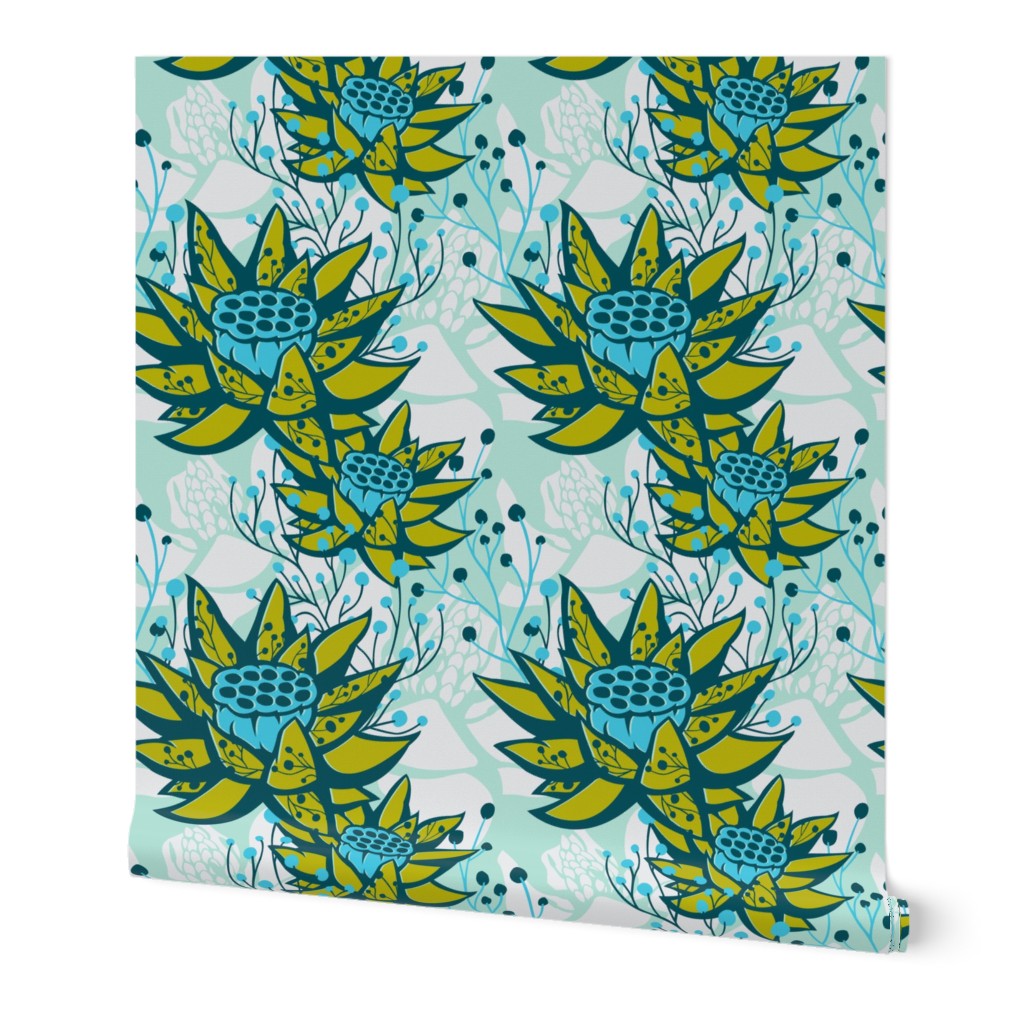 Large-Scale Blue Lotus Floral Botanical 