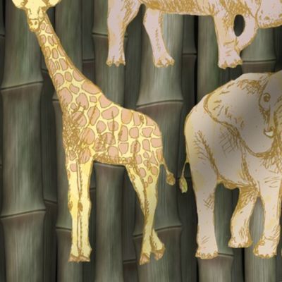 Zoo Animals on Bamboo