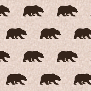 Bears on Linen - brown on tan