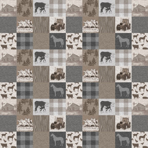 2” Old Farm Quilt -  Soft Brown And grey