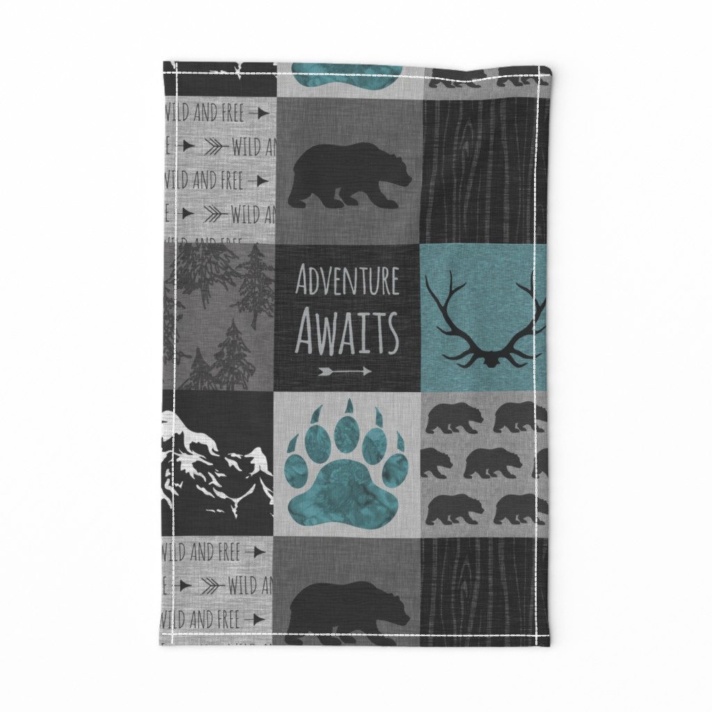 Adventure Bears - teal, grey and black