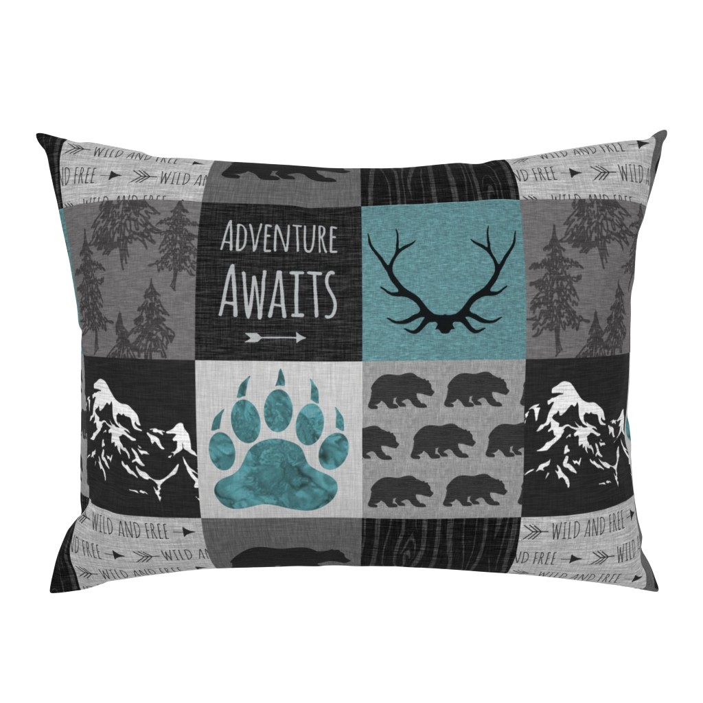 Adventure Bears - teal, grey and black