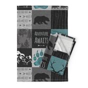 Adventure Bears - teal, grey and black