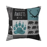 Adventure Bears - teal, grey and black