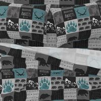 Adventure Bears - teal, grey and black