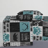 Adventure Bears - teal, grey and black