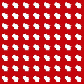 itty bitty 1" Wisconsin silhouettes,  college white on red