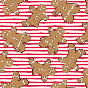 gingerbread man cookie toss on red stripes
