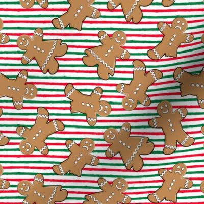 gingerbread man toss on red and green stripes