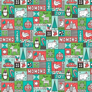 Christmas Patchwork Red Green Mint 50% Smaller