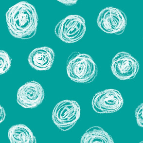 jumbo chalk pastel scribble dots on teal 