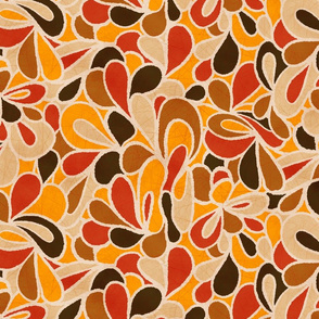 Retro 1960s flowers in warm earthy tones