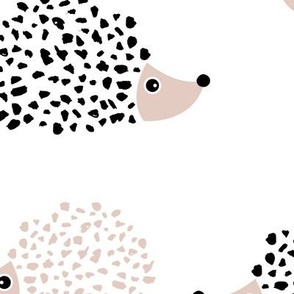Scandinavian sweet hedgehog illustration for kids gender neutral black and white JUMBO