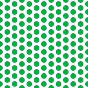 Medium Green Dot on White  FS Grass Polka Dot