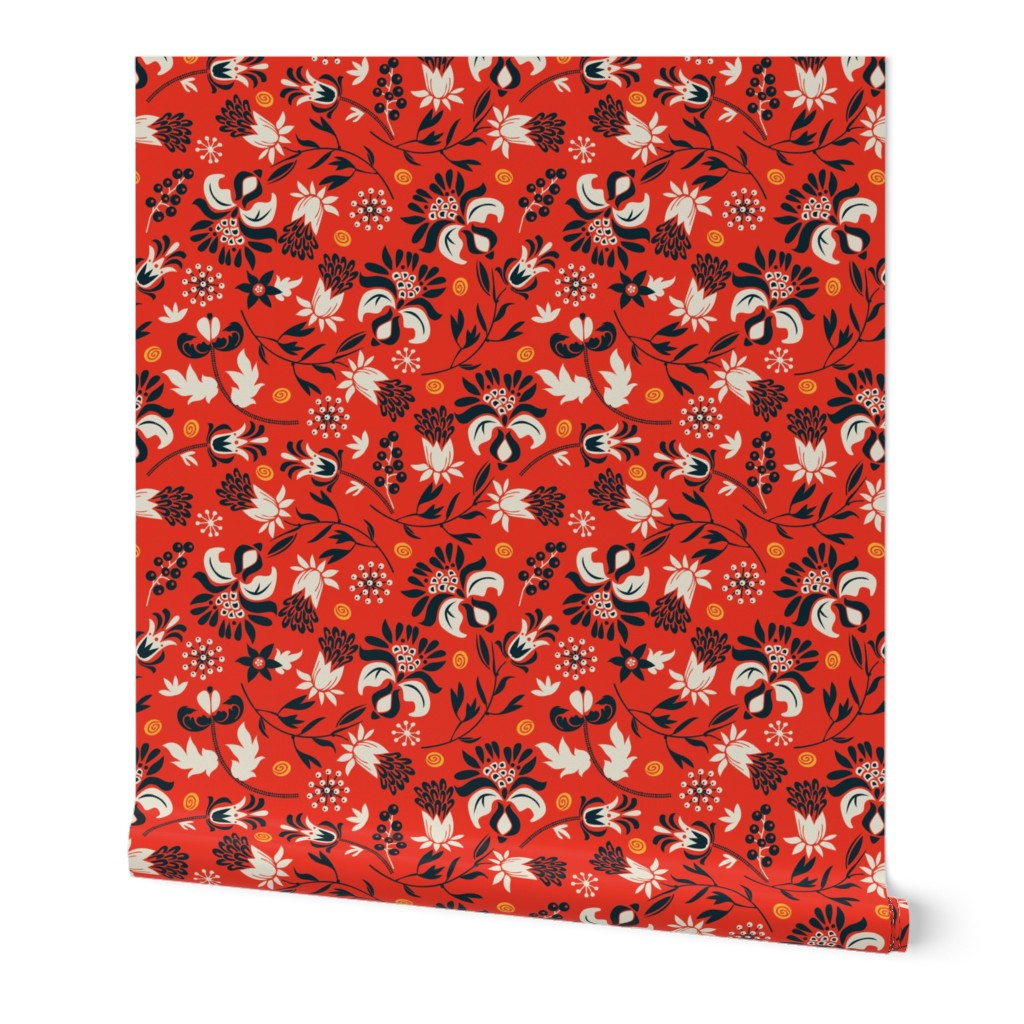victorian floral | red