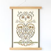 Hand-Drawn Tribal Owl Tea Towel