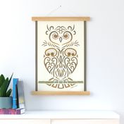 Hand-Drawn Tribal Owl Tea Towel