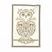 Hand-Drawn Tribal Owl Tea Towel