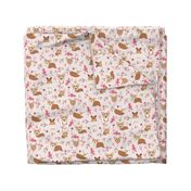 9" Corgi in spring florals fabric, cherry blossom sakura in asia, pink