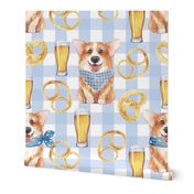 6" cute welsh cardigan corgi celebrating oktoberfest with beer and pretzel adorable painted corgis design corgi lovers will adore this lovely fabric