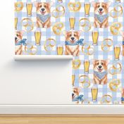 6" cute welsh cardigan corgi celebrating oktoberfest with beer and pretzel adorable painted corgis design corgi lovers will adore this lovely fabric